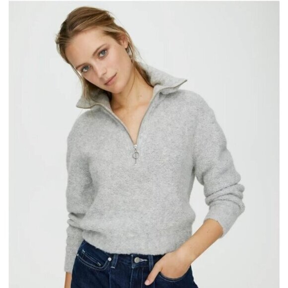 WIlfred Free Peach Gwyneth Halfzip Alpaca-Wool Blend Top Size XS - Picture 1 of 9